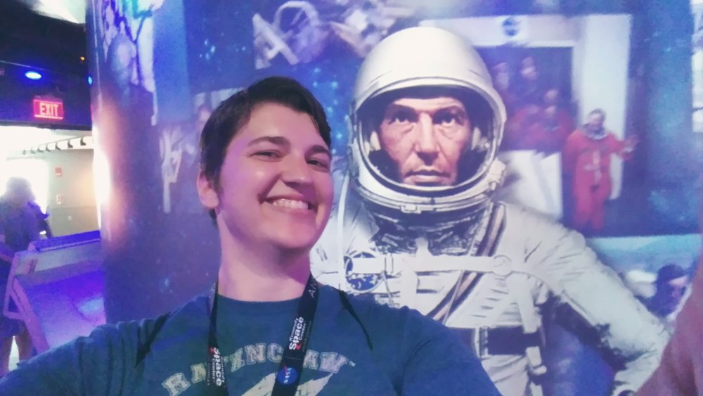 Me at the Kennedy Space Center, with a very serious Wally Schirra (A member of the Mercury 7)